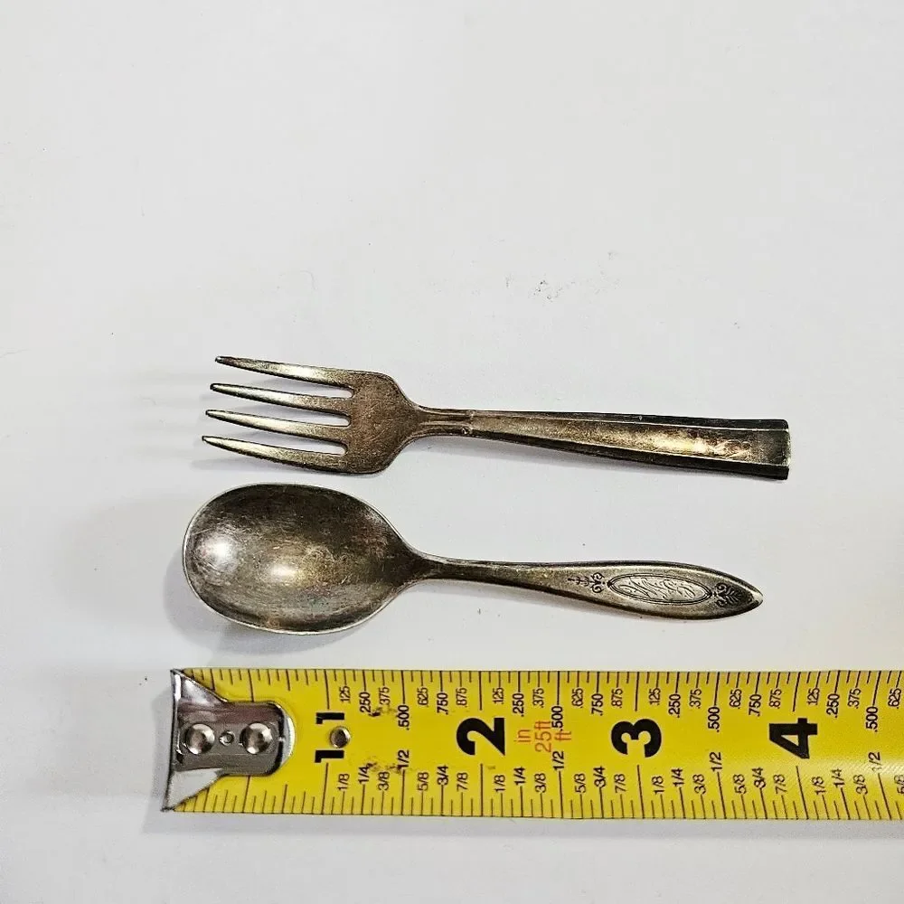 Antique Oneida New Era Community Plate Silver Children's Baby Spoon & Fork Set